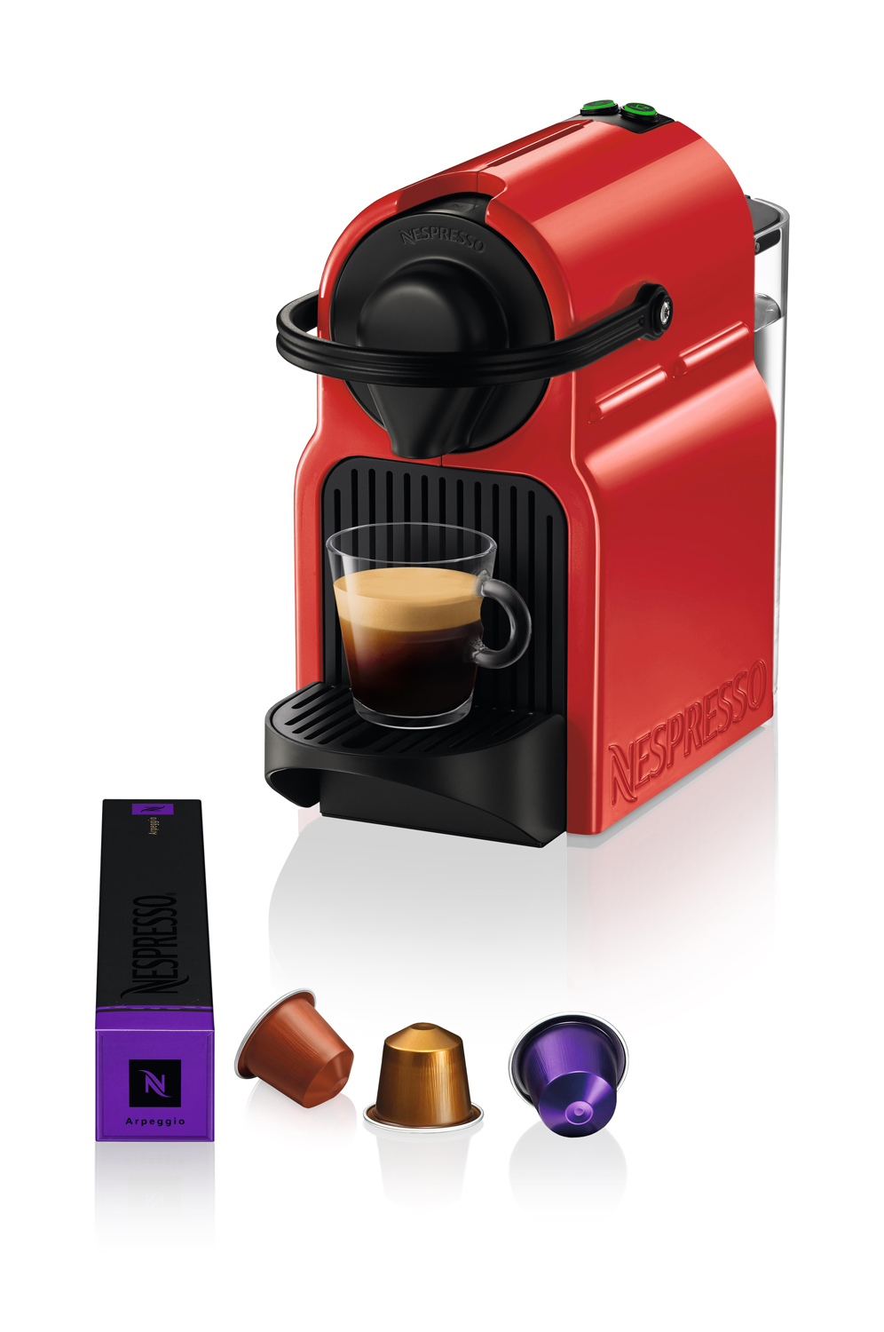 Cafetera de cápsulas - Nespresso® Krups Inissia XN1005, 1260 W, 19 Bar, 0.7 L, Calentamiento en 25 s, Apagado automático, Rojo