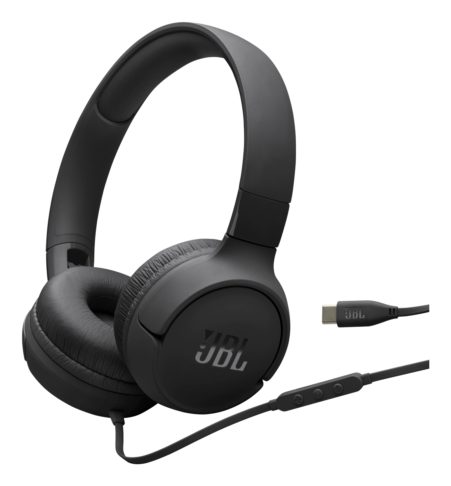 Auriculares - JBL Tune 520C, Cable, Circumaurales, USB-C, Micrófono, Plegable, Negro