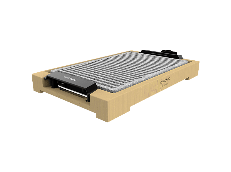 Plancha de asar - Cecotec Tasty&Grill 2000 Bamboo Linestone, W, 37,5 x 24,5 cm, Antiadherente, Negro