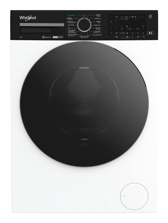 Lavadora carga frontal - Whirlpool WPM 911W ADS SPT, 9 kg, 1400 rpm, 18 Programas, Adaptative Wash, HomeWhiz App, Blanco