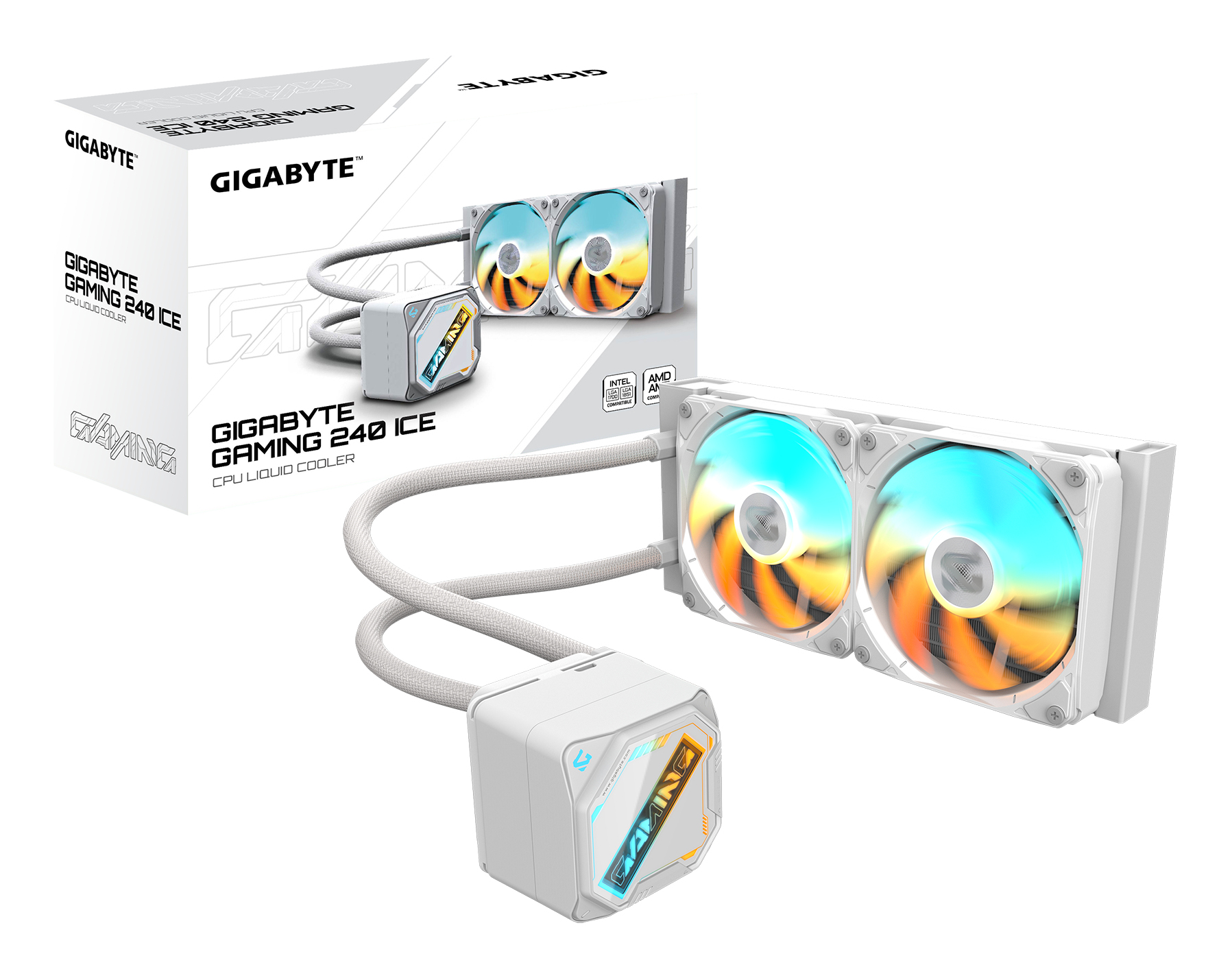 SISTEMA DE REFRIGERACION LIQUIDA GIGABYTE CPU GAMING 240 ICE BLANCO,1851/1700/115X/1200/AM5/AM4,2X120MM (GP-GIGABYTE GME 240I)