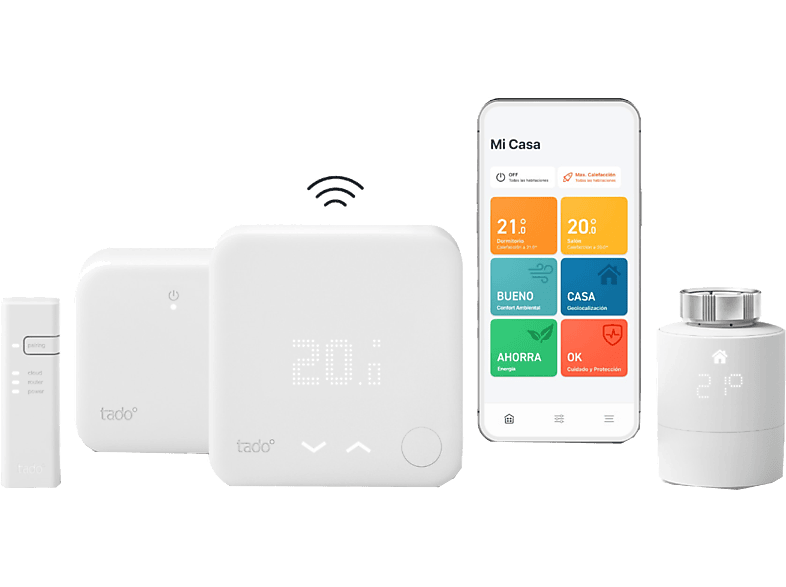 Termostato - Tado Pack kit termostato inalámbrico+ 1 Cabezal Termostático Inteligente, Blanco