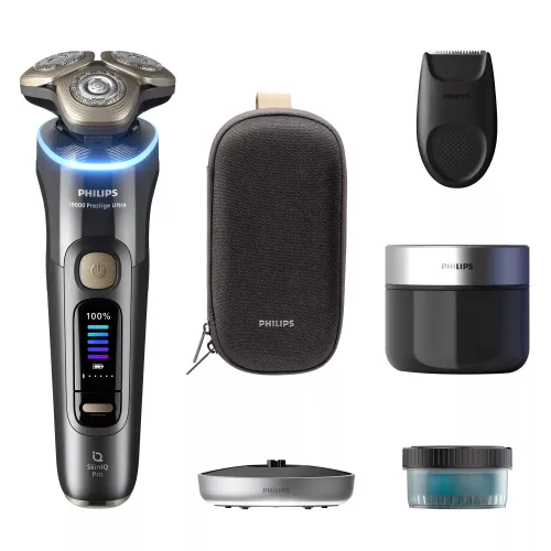 Philips - Afeitadora eléctrica Philips i9000 Prestige Ultra, máquina de afeitar hombre en seco y mojado, 5 modos de afeitado, centro de limpieza.