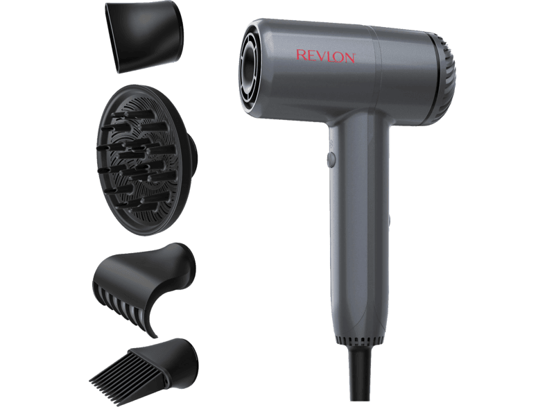 Secador - Revlon RVDR 5378, 2000 W, 3 temperaturas, velocidades, Gris