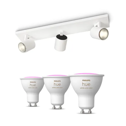 Philips Hue Pack: X3 Focos Philips Runner (blanco) + 3 Bombillas Gu10 Rgb