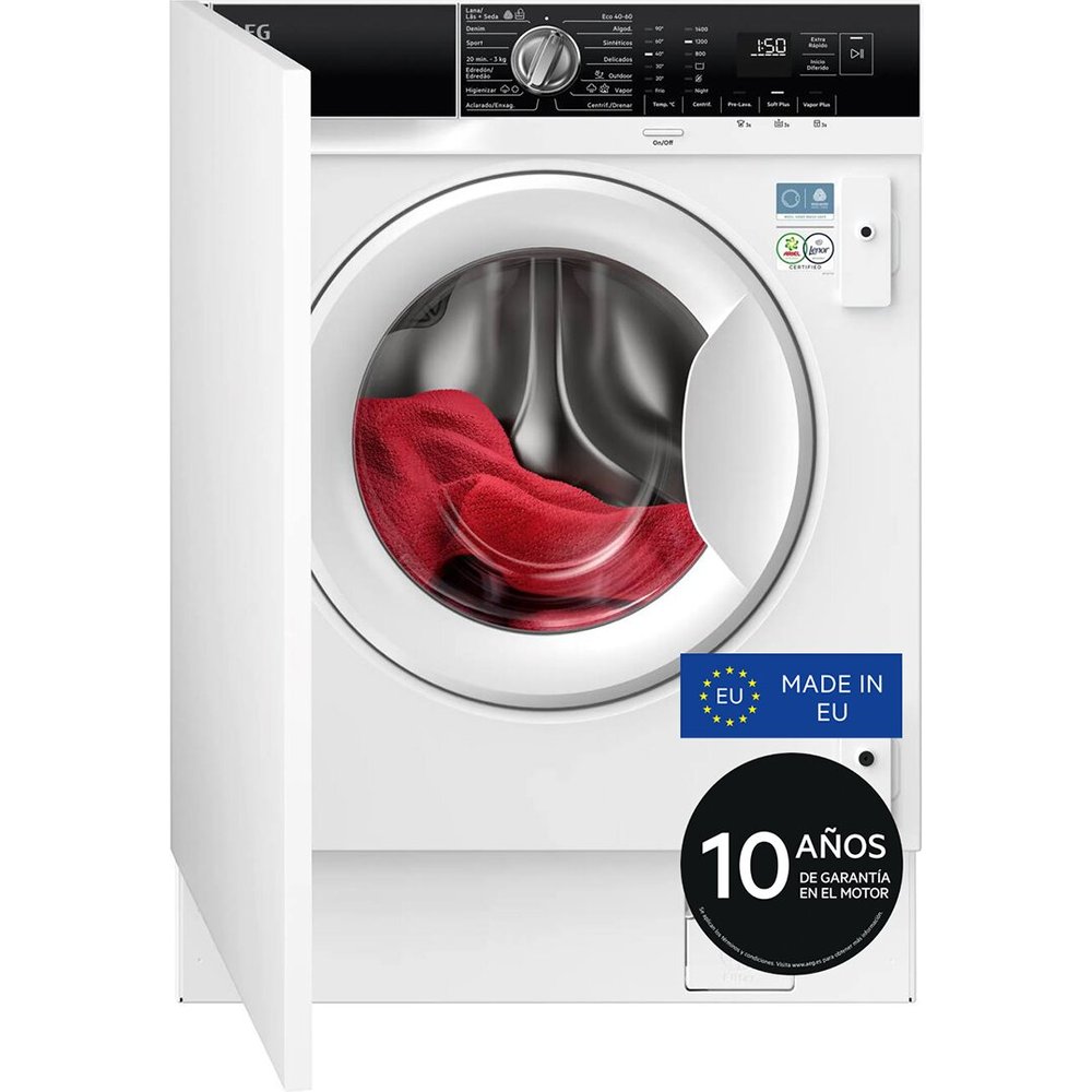 AEG - Lavadora integrable AEG 8 Kg - 1400 rpm, TimeSave, Vapor, Serie 7000 - LFU7G8434F.