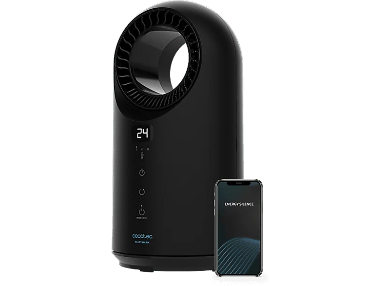 Calefactor portátil - Cecotec ReadyWarm 8400 Bladeless Connected, 1500 W, Oscilante, 3 Modos, Wi-Fi, Mando a distancia, Negro