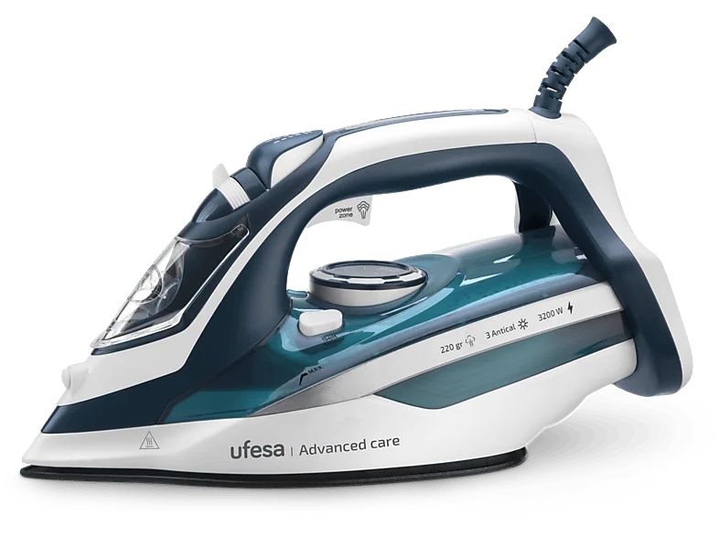 Plancha de vapor - Ufesa Advanced Care, 220 g/min, Vapor continuo 40 450 ml, 3200 W, Azul