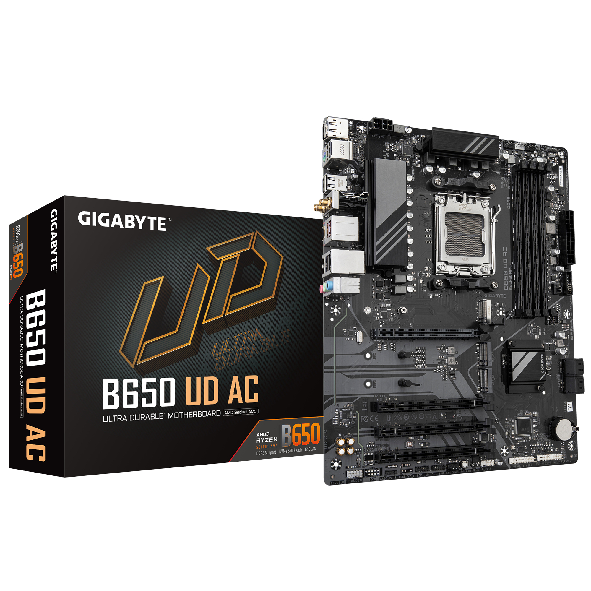 Placa base Gigabyte B650 UD AC DDR5 AM5 ATX WiFi 5 Marrón