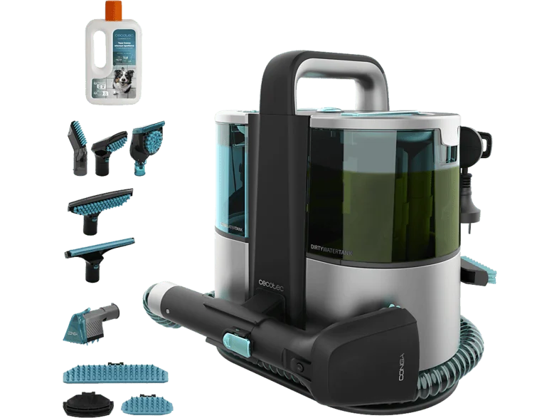 Aspirador de tapicerías - Cecotec Conga 6000 Carpet&Spot Clean XL Pro Max, 600 W, 14 kPa, Depósitos 1,5 L y 850 ml, 6 accesorios, Negro