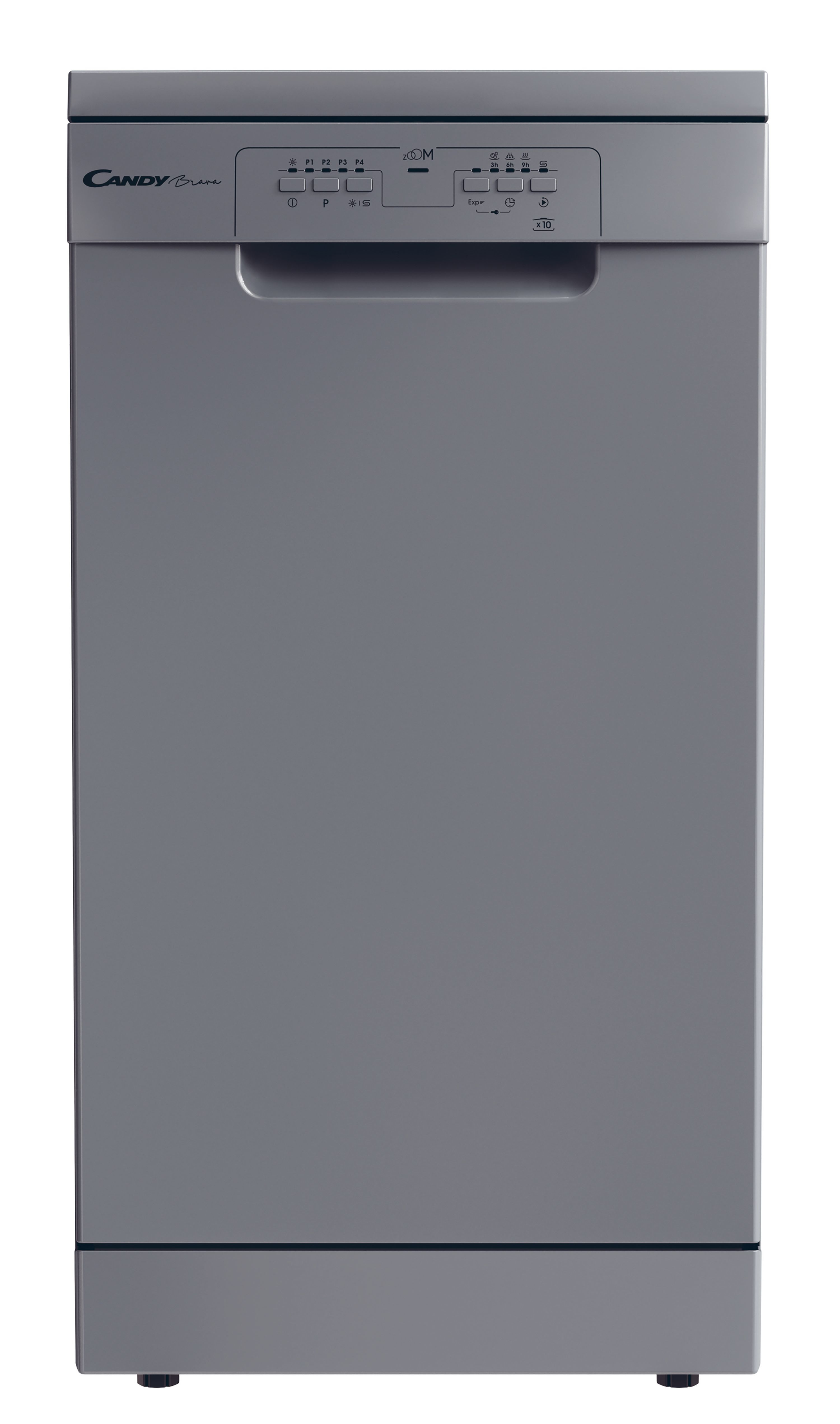Lavavajillas - Candy Brava CDPH 2L1049S, 10 servicios, 5 programas, 45 cm, Programa rápido 39' min, Inox