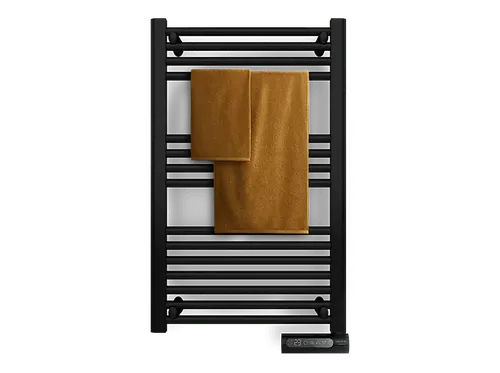 Toallero eléctrico - Cecotec Ready Warm 9100 Smart Towel Black, 500W, IP24, Programador semanal, Pantalla LED, Control táctil, Negro