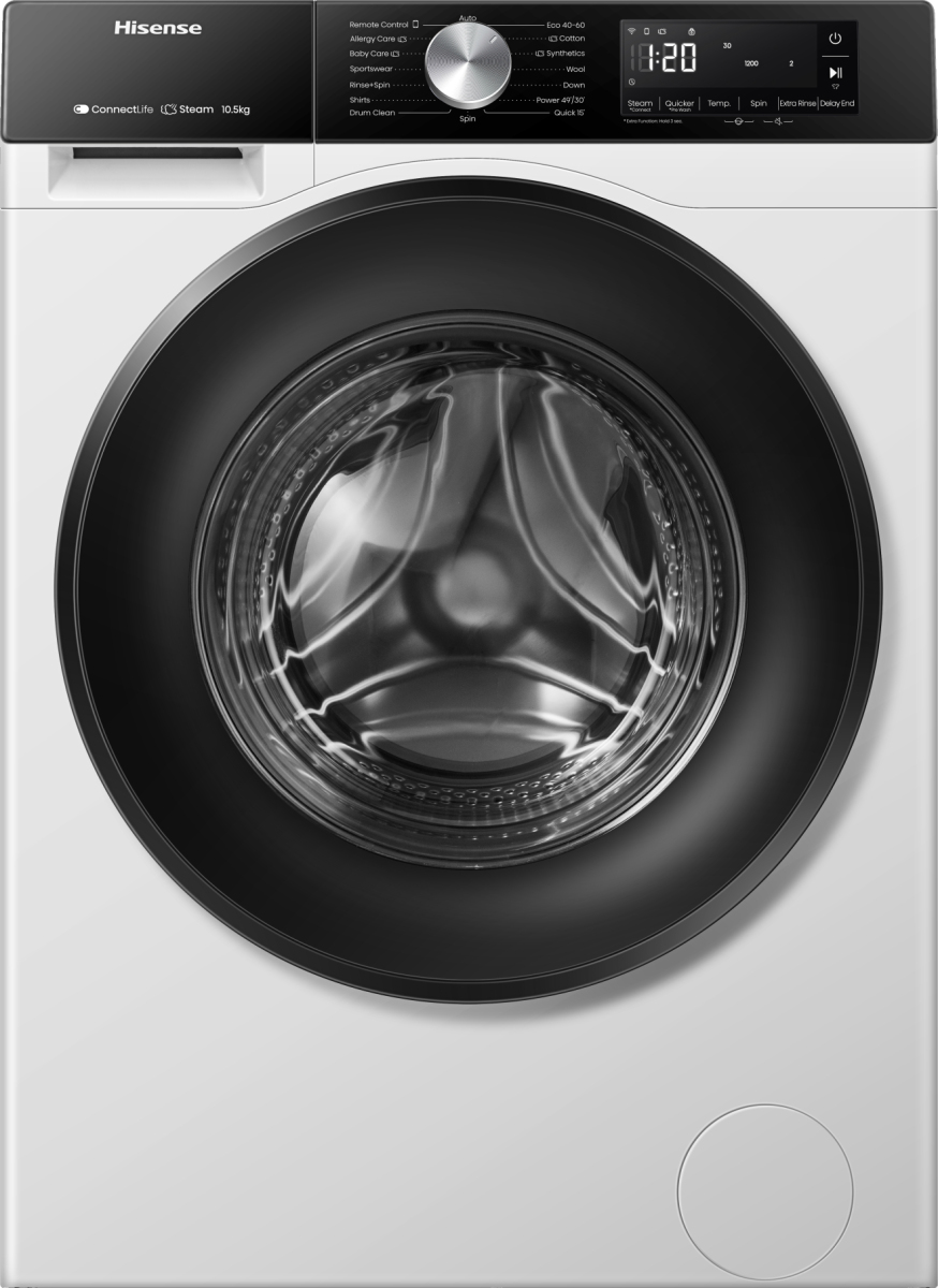 Lavadora carga frontal - Hisense WF3S1043BW3, 10 kg, 1400 rpm, 19 programas, A-20%, WiFi, Blanco