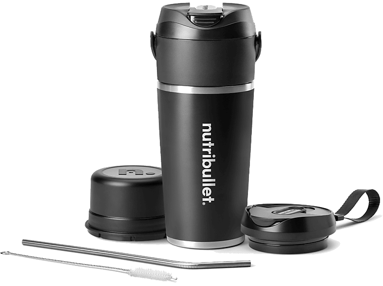 Batidora de vaso - nutribullet FLIP NBP016B, personal, Vaso portátil 590 ml, Motor 11.1 V, Sin BPA, Carga USB-C, Negro