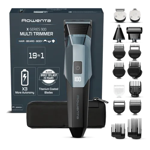Rowenta X-Series 900 de Rowenta, Recortadora todo en uno para hombre, Cuchillas con Revestimiento de Titanio, 360 min, 19 accesorios