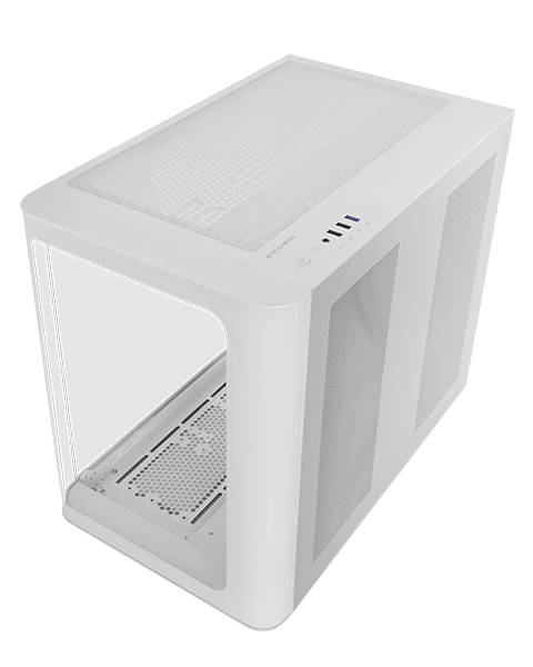 CAJA ATX SEMITORRE GAMING MARS GAMING MCFUSION CRISTAL CURVADO GPU 445mm 2x3.5 3x2.5 BLANCO