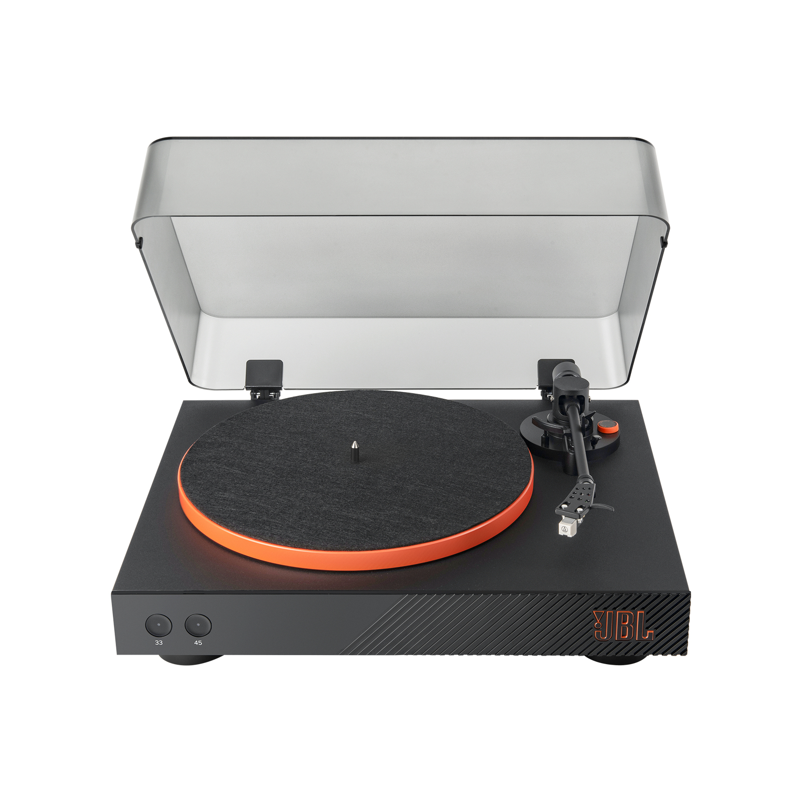 Tocadiscos - JBL Spinner BT, Bluetooth, AptX™HD, Cabezal extraíble, Transmisión por correa, Naranja y negro