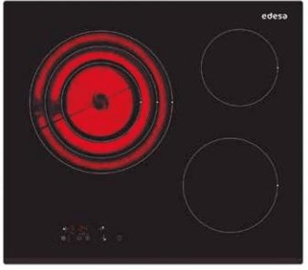 VITROCERAMICA INDEPENDIENTE RADIANTES EDESA EVT-6328 B /A 3 ZONAS COCCION ANCHO 60 CM
