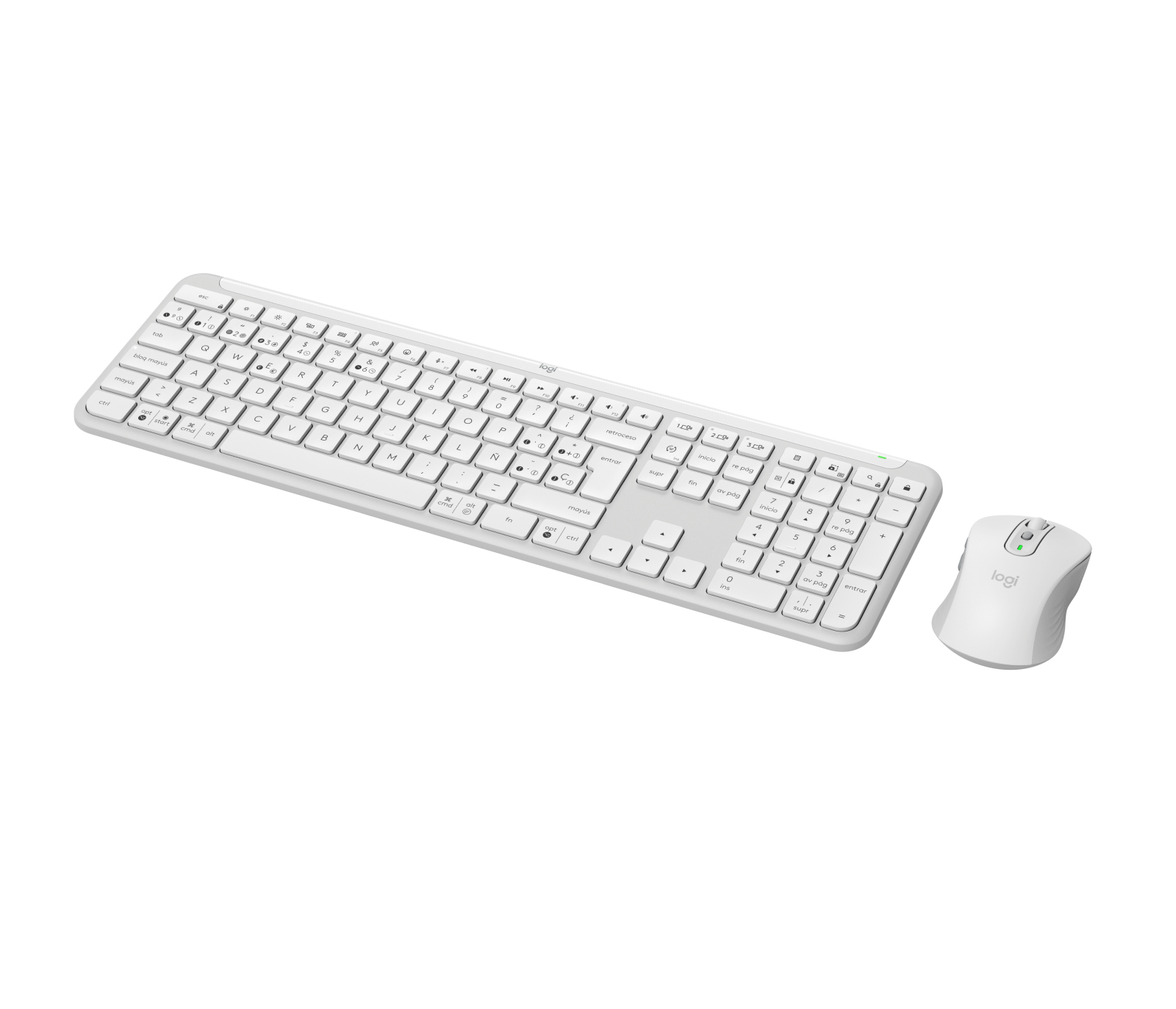 Pack Teclado + Ratón - Logitech MK950, Inalámbrico, Bluetooth/USB, Logi Bolt, Personalizable, Multidispositivo, Accesos directos, Windows/Mac, Blanco