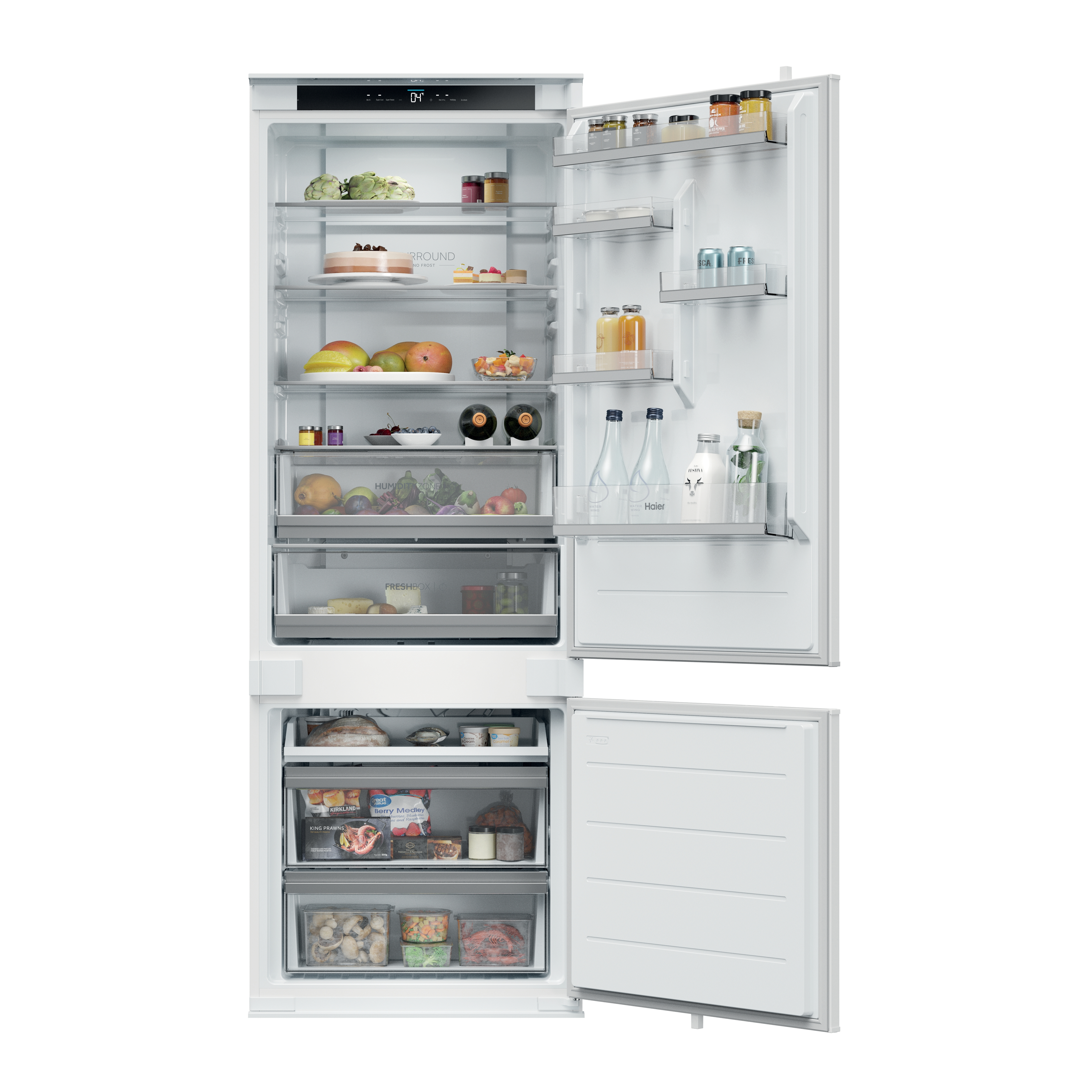 Frigorífico combi integrable - Haier HBQW5719E, No Frost, 193.5 cm, 382 l, Sin Panelar