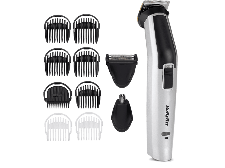 Afeitadora corporal - BaByliss MT726E, 60 min Autonomía, Cuchillas de titanio, Varias Longitudes Corte, Gris/Negro