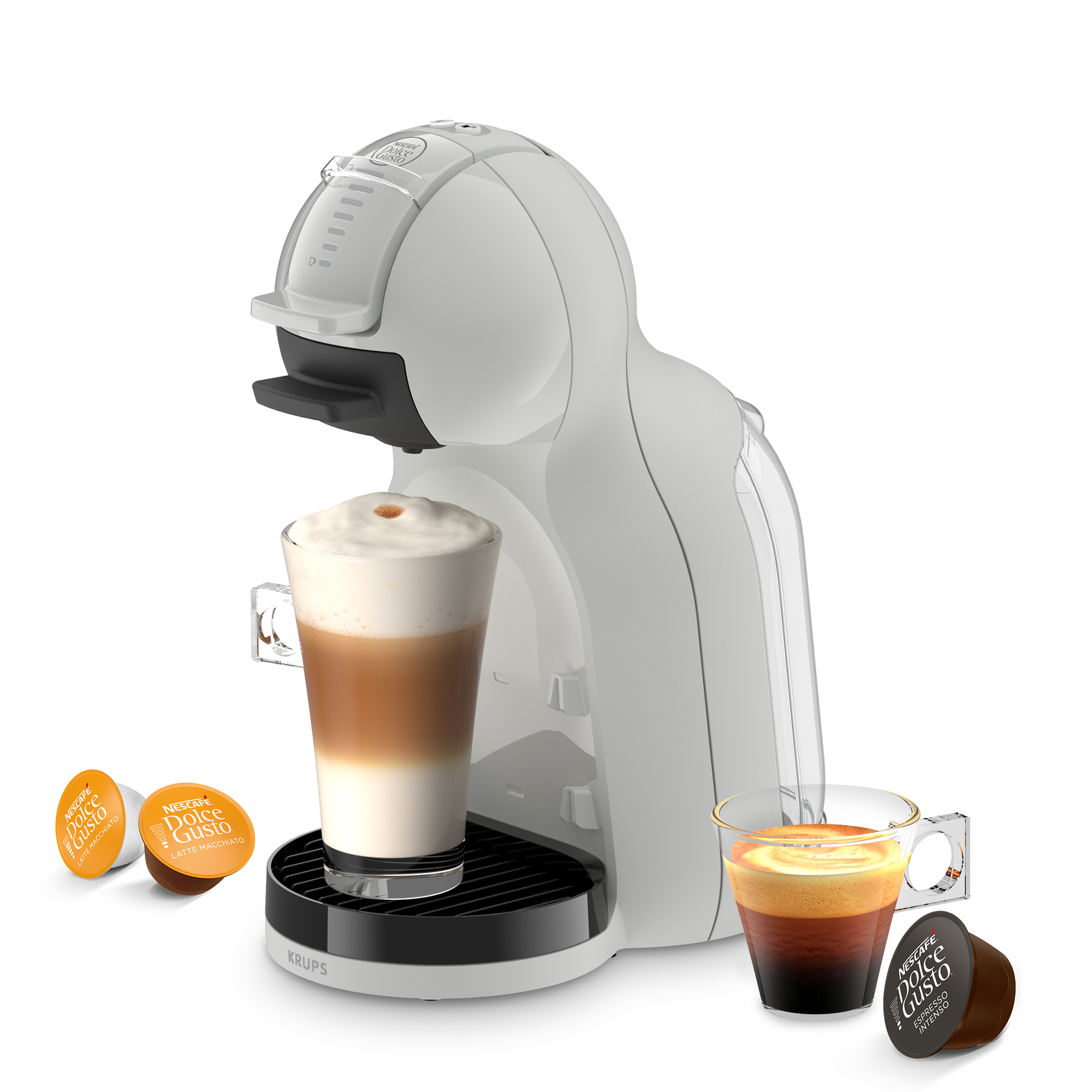 Cafetera de cápsulas - Krups Nescafé® Dolce Gusto® Mini Me 2, 15 bar, 0.8 l, 1600 W, Compacta, Gris ártico