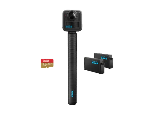 Cámara deportiva - GoPro MAX2 + Accessories Bundle, Vídeo en 8K 360°, 29 MP, Negro