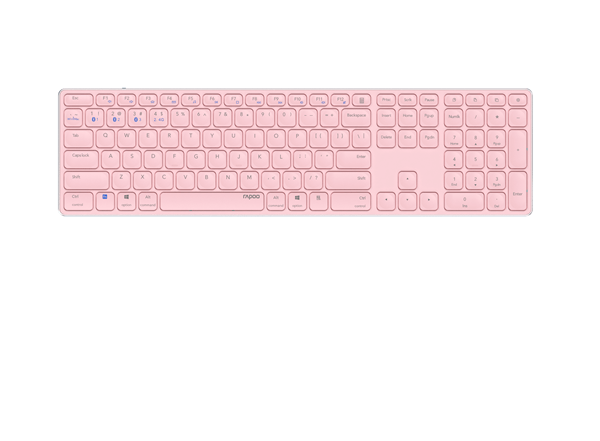 TECLADO RAPOO WIRELESS Y BLUETOOTH E9800M 2.4GHz BT 3.0 5.0 DISE??O ULTRAFINO BATERIA ROSA