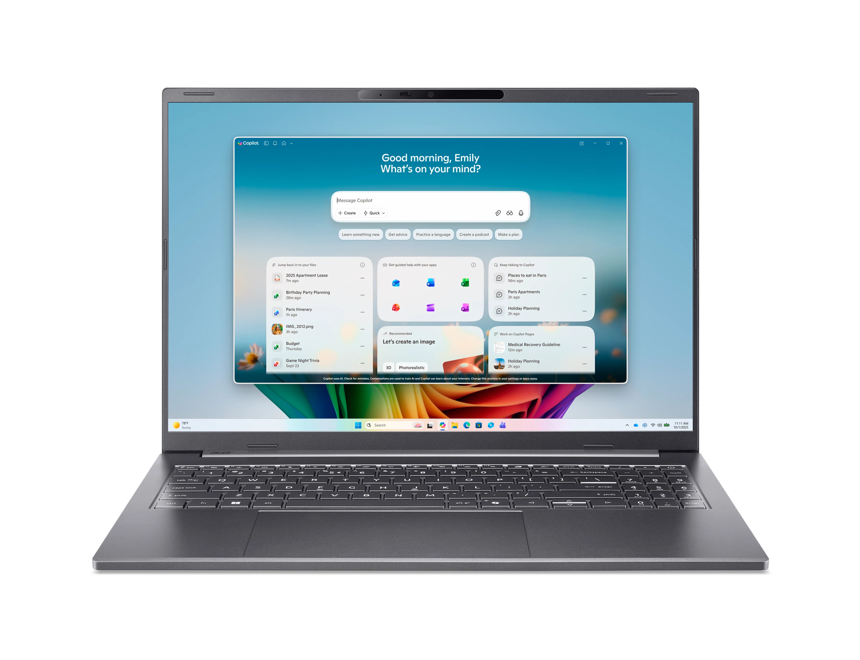 Acer - Portátil Acer Aspire 16 AI A16-I71M-56B8, Copilot+ PC, Intel Core Ultra 5 325, 16GB, 512GB SSD, 16", W11.
