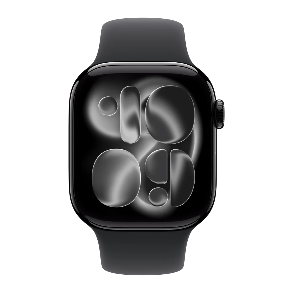 Apple Watch Series 11 GPS + Cellular 42mm Jet Black Aluminium Case with Black Sport Band - M/L
