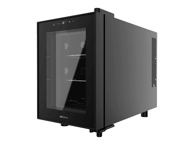 Vinoteca - Cecotec Bolero GrandSommelier 600 CoolCrystal, Termoeléctrico, Capacidad 6 botellas, Control táctil, Clase E, Luz LED, Black