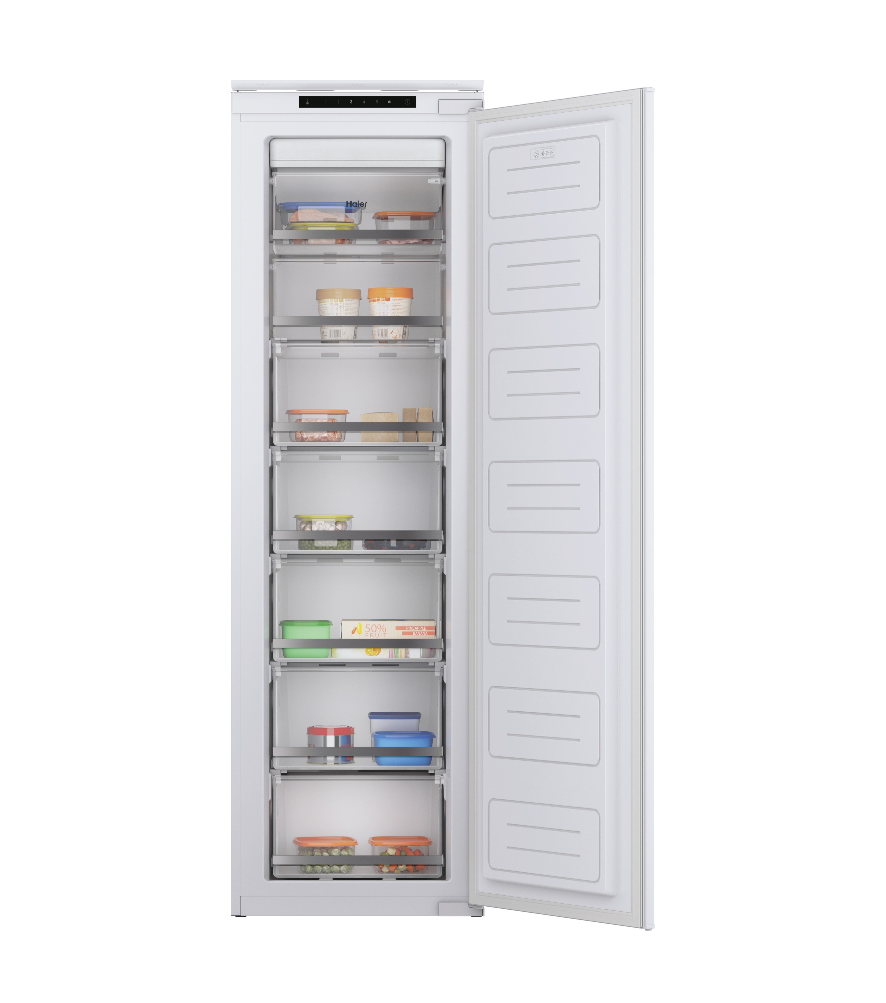 Congelador integrable - Haier HAUN518EW, 200 l, 176.9 cm, Sin panelar