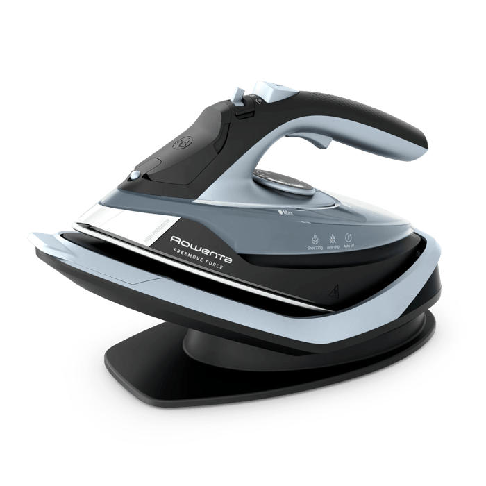 Rowenta Freemove Force de Rowenta, Plancha de Vapor Sin Cable, 2600 W, Golpe de Vapor 220 g/min, Azul Claro y Negro
