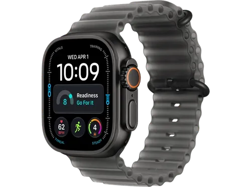 Apple Watch Ultra 4 (2026), GPS+CEL, 49mm, Caja de titanio Negro, Correa Ocean Band Negro traslúcido, Siri AI