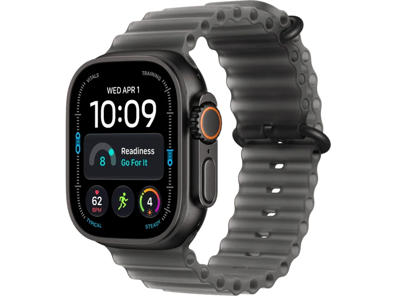 Apple Watch Ultra 4 (2026), GPS+CEL, 49mm, Caja de titanio Negro, Correa Ocean Band Negro traslúcido, Siri AI