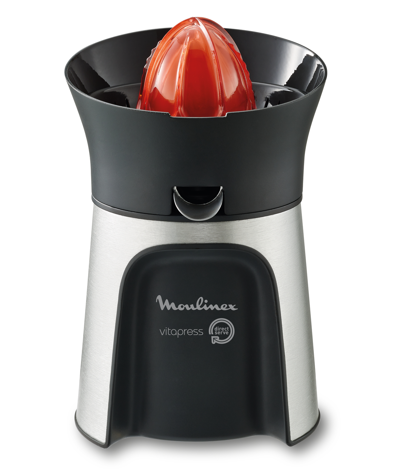 Moulinex Citrus Press, Exprimidor eléctrico, 3 conos, Boquilla antigoteo, Inox