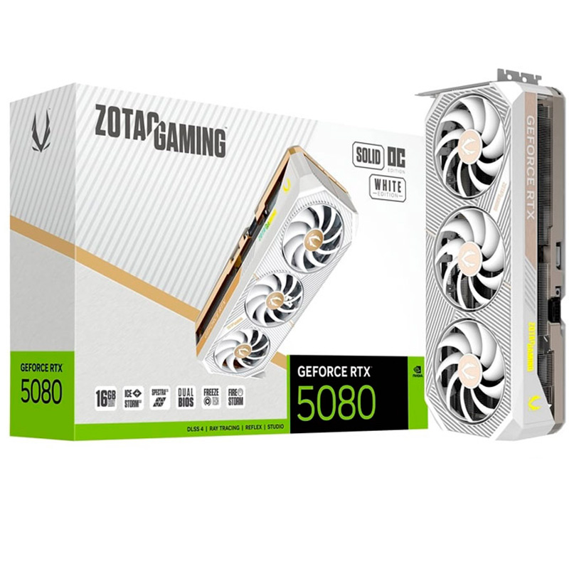 Zotac Gaming GeForce RTX 5080 SOLID OC White Edition 16GB GDDR7 DLSS4
