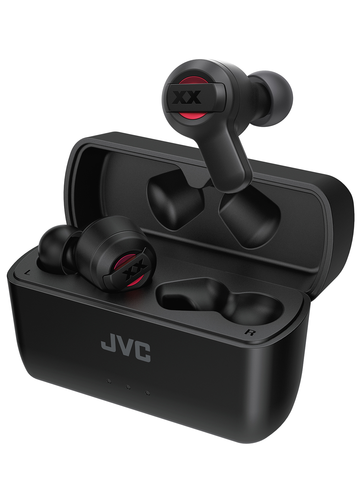 Auriculares True Wireless - JVC HA-XC62T-R-U, Autonomía 24 h, Deep Bass, Compatible Asistente de Voz, Negro