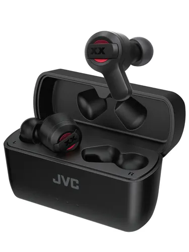 Auriculares True Wireless - JVC HA-XC62T-R-U, Autonomía 24 h, Deep Bass, Compatible Asistente de Voz, Negro