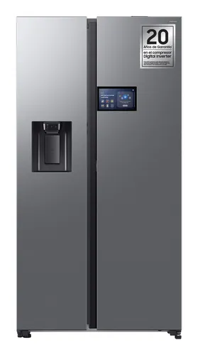 Frigorífico americano - Samsung Bespoke AI RS90F64EETEF, Mono Cooling, No Frost, 178.4 cm, 621 l, Dispensador de agua y hielo, Balda Botellero, Inox