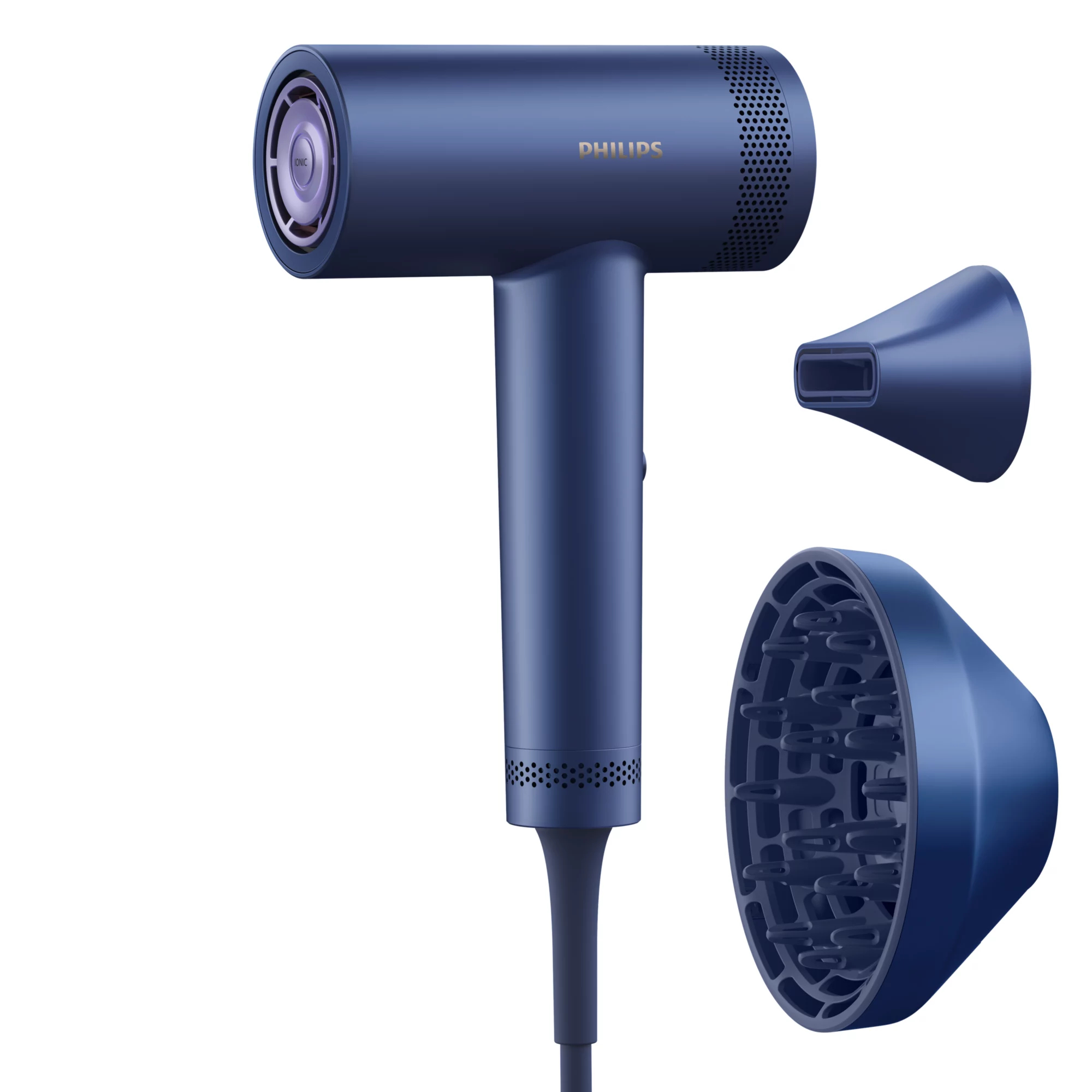 Secador - Philips SERIE 8000 BHD839/10, 1400 W, 5 Niveles de calor, 3 Velocidades, Difusor incluido, Azul Adriático