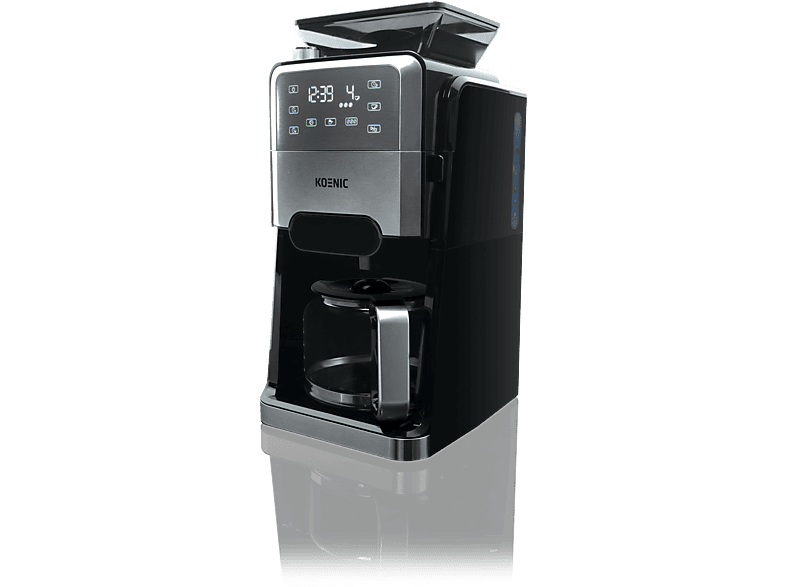 Cafetera de goteo - KOENIC KCM 141224, 1520 W, 1.5l Capacidad Depósito Agua, 12 Tazas, Negro/Acero Inoxidable