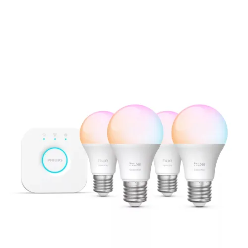 Philips Hue White & Color Ambiance Starter Kit Essential: 4 Bombillas Inteligentes E27 (806 lm)