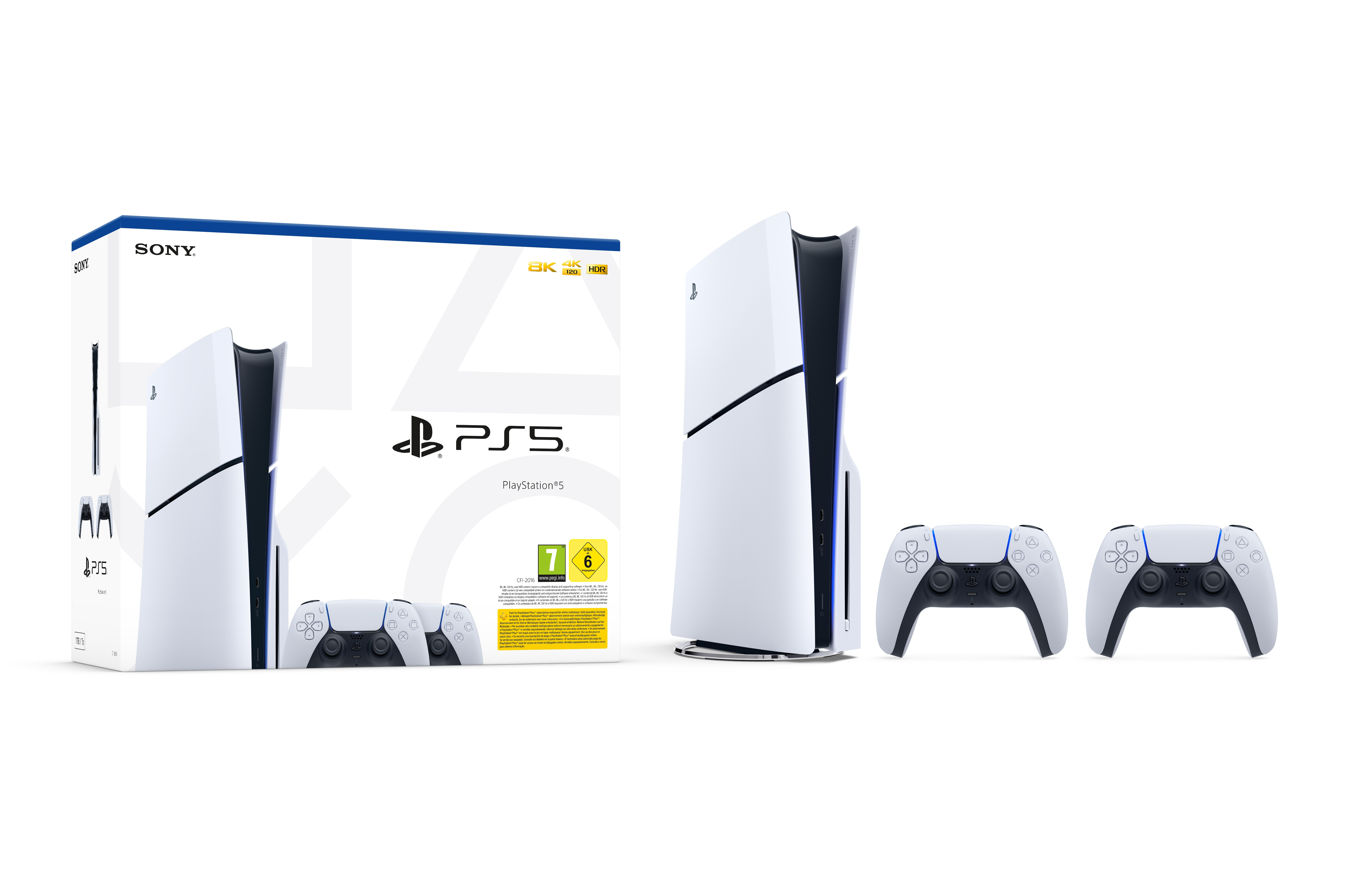 Sony PlayStation 5 Slim 1TB + 2 Mandos DualSense Blanco
