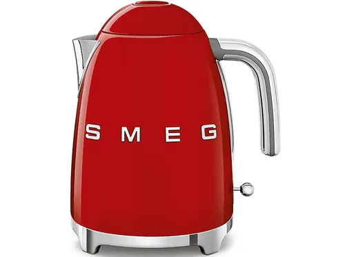 Hervidor de agua - Smeg KLF03RDEU, 1.7 l, Retro, 2400 W, Con cable, Acero inoxidable, Rotación 360º, Rojo