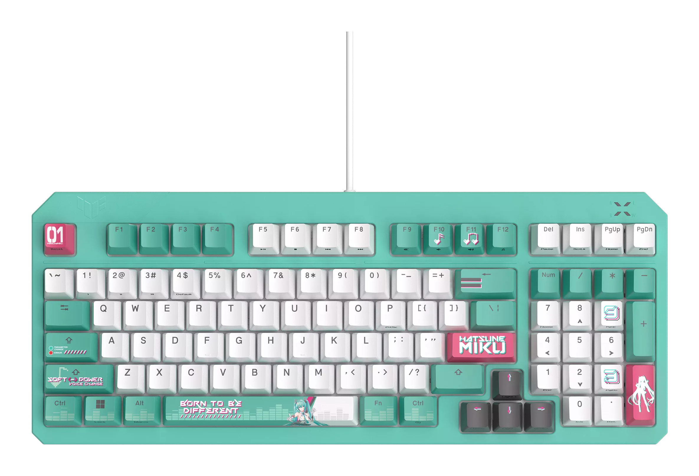 Teclado ASUS TUF Gaming K3 Gen II Hatsune Miku Edition Switch Optomecánico Turquesa