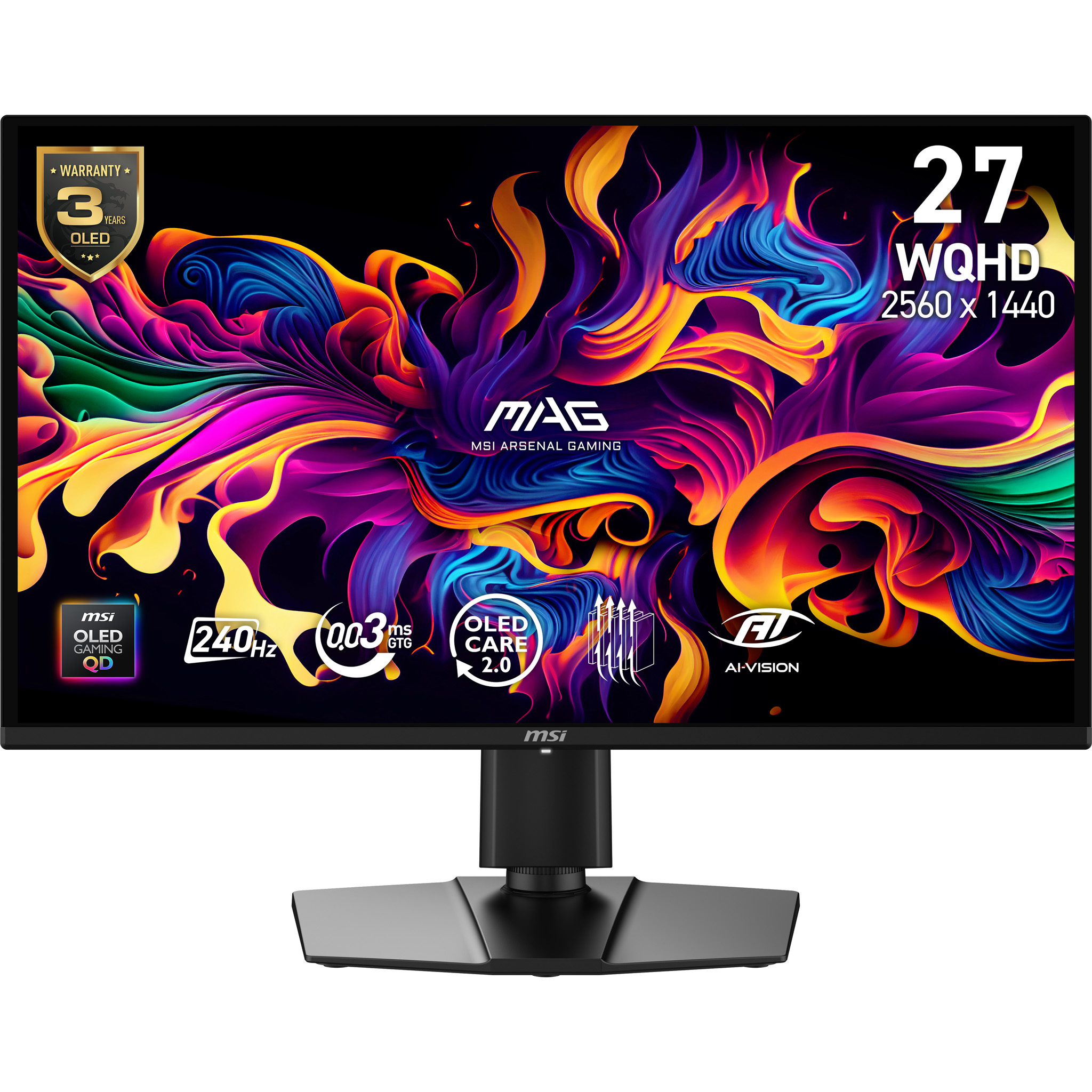 MSI MONITOR MAG 274QP QD-OLED X24. 26.5" 2560x1440 (WQHD) QD-OLED. 240HZ. NEGRO