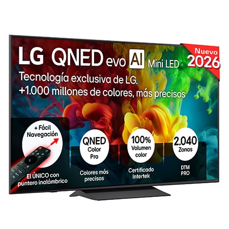TV QNED Mini LED 55" - LG 55QNED82B6B, UHD 4K, Procesador Inteligente α8 AI Processor 4K Gen3, Smart TV, DVB-T2 (H.265), Negro