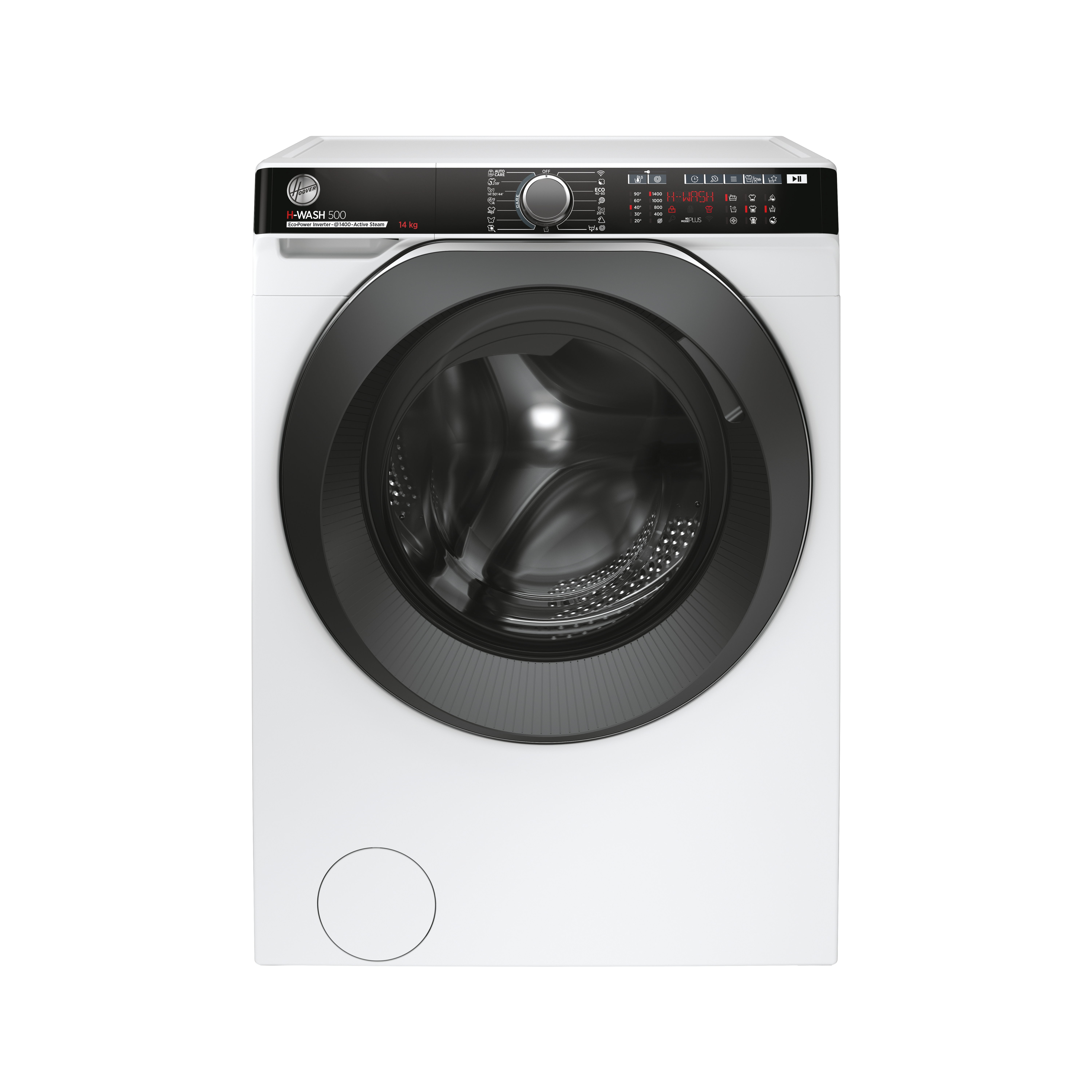 Lavadora carga frontal - Hoover H-WASH 500 HWP414AMBC/1-S, 14kg, 1400rpm, Motor Inverter, Wi-Fi, Función Vapor, Blanco