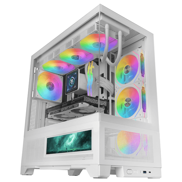 CAJA ATX SEMITORRE MARS GAMING MCLCDX BLANCO CRISTAL TEMPLADO CONTINUO LCD GPU 425mm 3x2.5 o 3x3.5